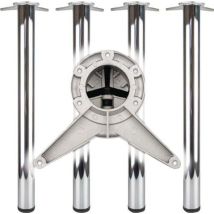 Tischbein-set Chrom Poliert 60 Mm Höhe 710 Mm Innensechskant Befestigung