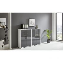 Bmg Möbel Abschließbare Regalwand/schrankwand, Office Edition Set 12, Weiß / Anthrazit