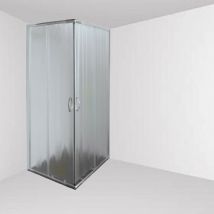 Bo x Doccia Asimmetrico - 68-78 x 88-98 cm - Cristallo Stampato Cincill - 4mm H 190 cm Apertura Angolare 2 Ante Scorrevoli