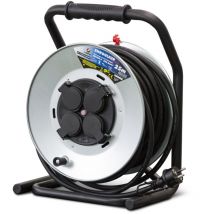 Bobina elettrica con 4 prese-h07rn-3g2,5MM²-25M - Acciaio zincato I-watts Pro