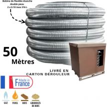 Bobine 50 mètres de flexible double peau inox diamètre 130 Edilinox