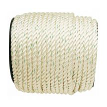 Ecolands - Cordage polyamide nylon blanc liseré vert Corderies Tournonaises - Longueur 100 m - Diamètre 6 mm