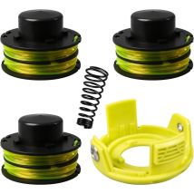 Bobine de fil de rechange pour débroussailleuse Ryobi RAC118 RLT3525S (3 bobines + 1 capuchon) 1,2 mm x 8,4 m