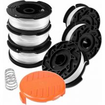 Bobine de fil pour coupe-bordures Black and Decker, 6 bobines de coupe-fil avec 1 capuchon de bobine et 1 ressort