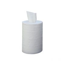 Bobine ouate blanche Pure cellulose pour distributeur mini dévidage central, 200 feuilles 19,5 x 25 cm, carton de 12 bobines Papeco