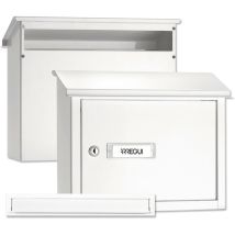 V4081 Pack Bouche d'entrée + Boîte aux lettre en acier pour porte, mur et portail, Fente de 32,5 x 3 cm, Taille m (Courrier A4) Résistant aux