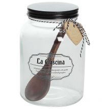 Bocal Avec Couvercle Et Cuillère Moyenne 950 Cc La Cascina Verre Transparent