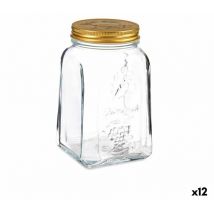 Pasabahce - Bocal en verre métallique doré transparent fait maison 1 l 9,8 x 17 x 9,8 cm (12 unités)