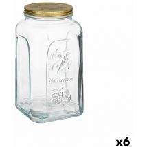 Bocal en verre métallique doré transparent fait maison 3 l 13 x 25 x 13 cm (6 unités)