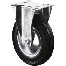 Bs Transportrolle L410, Bockrolle, Rad-Ø 200 mm, Tragkr. 205 kg, Rollenlager, Lauffl. Gummi schwarz, Radk. Stahlfelge - Bs Rollen