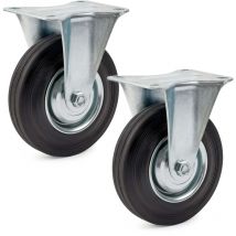 Wiltec - Bockrollen Set 2x Transportrolle Ø200mm Mit Vollgummirad, Metallfelge Und Anbauplatte Bis 150kg Pro Rad, Apparaterollen Möbelrollen Leiser 