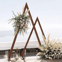 Unho - Arco Dectorativo Boda 2 Triángulotelón de Fondo Soporte Madera Jardín flor Estante Fiesta Ceremonia
