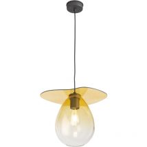 Deckenleuchte 34X33X31 Schwarzes Metall/Bernsteinglas