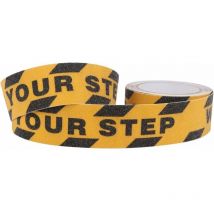 SNQ - Bodenschilder "Watch Your Step", strapazierfähiges Anti-Rutsch-Klebeband, rutschfeste Trittpfähle, 48 mm x 5 m, rutschfest, Sicherheit