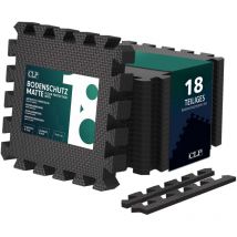 CLP Bodenschutzmatten 30x30 cm schwarz 18er-Set 1,2 cm dick rutschfest wasserabweisend für Innen- und Außenbereich
