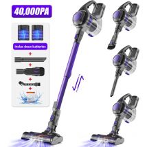Authmic - Bodenstaubsauger – 40000 Pa, 400 W, 5-in-1 Mit Hepa-filtersystem – 55 Min. Laufzeit – Abnehmbare Batterie – Violett