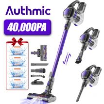 Authmic - Bodenstaubsauger – 40000 Pa, 400 w, 5-in-1 mit HEPA-Filtersystem – 55 Min. Laufzeit – Abnehmbare Batterie – Violett