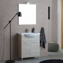 Kiamami Valentina - Bodenstehender Badezimmerschrank 65 Cm Eiche Grau Holzoptik Rimini