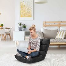 GOPLUS Bodenstuhl, Floor Chair, Meditationsstuhl Faltbar, Bodensofa mit Einstellbarer Rückenlehne,18 Faule Sofa (Schwarz)
