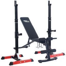 Bodytrain - Adjustable Squat Rack Barbell Stands & Foldable Adjustable Weight Bench Package