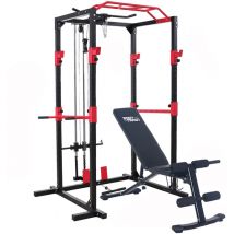 Bodytrain - Professional Power Rack with Cable System & Foldable Adjustable Weight Bench Package
