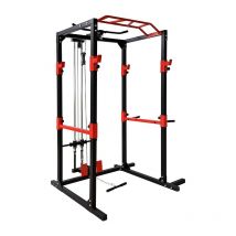 Bodytrain - Heavy Duty Professional Adjustable Power Rack Weight Lifting Cage with Cable System & Deluxe Pull Up Bar