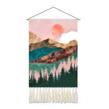 Bohème Macramé Tissé Tenture Murale Sunrise Tenture Murale Tapisserie avec Gland Coloré Boho Décor pour La Maison Chambre Fête Artisanat Cadeaux