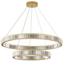 Bohemia - 100 Double - Araña de cristal de dos hileras con anillo led, 100 cm, dorado