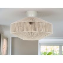 Meinewunschleuchte - Boho led Deckenleuchte Lampenschirm aus Baumwolle Beige ø 46cm