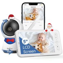 Boifun - 1080P ptz 350° Caméra Surveillance WiFi Intérieure Connectée Smartphone avec 5' lcd, Surveillance des Mouvements & Détection du Son - white