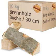 Flameup - Bois de chauffage 10 kg Pour Poêle et Cheminée Brasero Grill Panier à Feu Bûches de Bois de Hêtre 30 cm