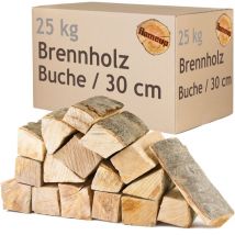 Flameup - Bois de chauffage 25 kg Pour Poêle et Cheminée Brasero Grill Panier à Feu Bûches de Bois de Hêtre 30 cm