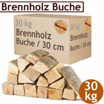 Flameup - Bois de chauffage 30 kg Pour Poêle et Cheminée Brasero Grill Panier à Feu Bûches de Bois de Hêtre 30 cm