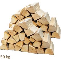 Flameup - Bois de chauffage 50 kg Pour Poêle et Cheminée Brasero Grill Panier à Feu Bûches de Bois de Hêtre 25 cm