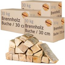 Flameup - Bois de chauffage 90 kg Pour Poêle et Cheminée Brasero Grill Panier à Feu Bûches de Bois de Hêtre 30 cm