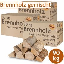Flameup - Bois de chauffage Mixte 90 kg Hêtre Chêne Bouleau Pin Epicéa Bol à feu Bois pour poêles et cheminées Gril 25 cm Chambre séchés