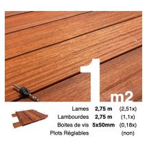 Terrasseenbois.fr - Kit terrasse bois exotique padouk pour 1 m² • Lames 2,75 m, lambourdes 3,3 m et visserie Inox