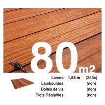 Promo Planches de terrasse bois exotique padouk pour 80 m² • Longueur 1,55 m • Livraison gratuite
