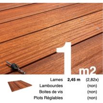 Terrasseenbois.fr - Planches de terrasse bois exotique padouk pour 1 m² • Longueur 2,45 m