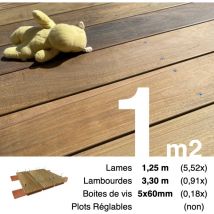 Terrasseenbois.fr - promo Kit terrasse bois exotique ipe pour 1 m² • Lames 1,25 m, lambourdes 3,3 m et visserie Inox