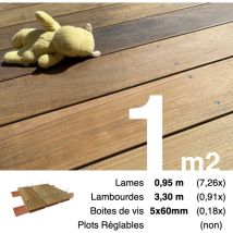 Terrasseenbois.fr - promo Kit terrasse bois exotique ipe pour 1 m² • Lames 0,95 m, lambourdes 3,3 m et visserie Inox