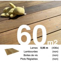 Promo Planches de terrasse bois exotique ipe pour 60 m² • Longueur 0,95 m • Livraison gratuite