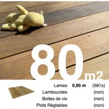 Promo Planches de terrasse bois exotique ipe pour 80 m² • Longueur 0,95 m • Livraison gratuite