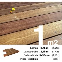 Terrasseenbois.fr - Kit terrasse bois exotique cumaru pour 1 m² • Lames 2,75 m, lambourdes 3,3 m et visserie Inox