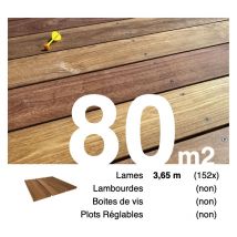 Promo Planches de terrasse bois exotique cumaru pour 80 m² • Longueur 3,65 m • Livraison gratuite