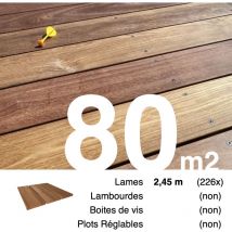 Promo Planches de terrasse bois exotique cumaru pour 80 m² • Longueur 2,45 m • Livraison gratuite