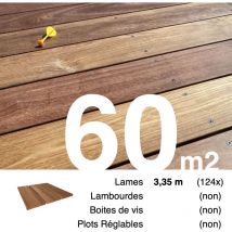Promo Planches de terrasse bois exotique cumaru pour 60 m² • Longueur 3,35 m • Livraison gratuite