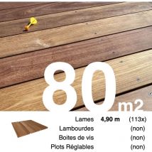 Promo Planches de terrasse bois exotique cumaru pour 80 m² • Longueur 4,9 m • Livraison gratuite