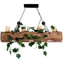 Gojoy - Bois rétro Suspension Lustre rustique 39.3 ' poutre en bois suspension lampe en bois suspension 4-lumière pour salle à manger chambre