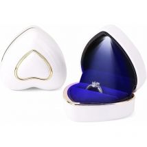 Ahlsen - Boîte à bagues de fiançailles en forme de cœur, boîte à bagues led, boîte à bijoux, boîte à bagues de mariage, proposition, blanc
